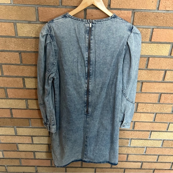 Zara Long Sleeve Washed Denim Mini Dress Women’s Size Small - Picture 4 of 6